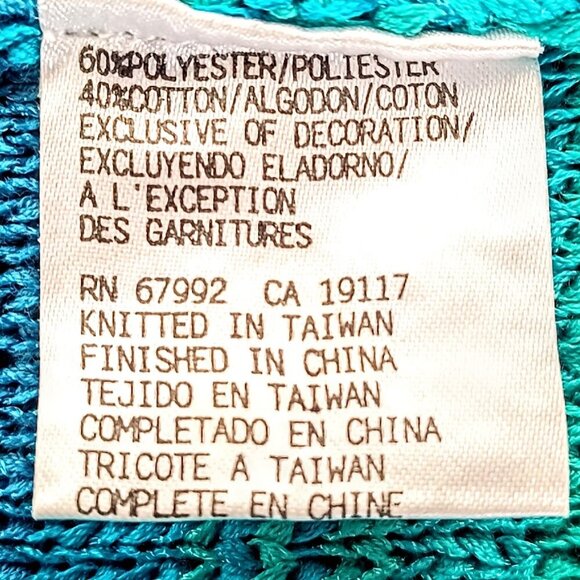 Sigrid Olsen Sport Turquoise Blue Stripe Cotton Knit Pullover Sweater - Picture 5 of 6